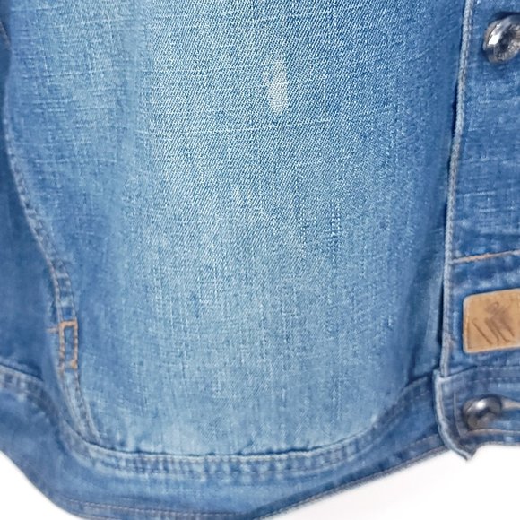 Kani Jeans Jacket Men's XL Button Front Blue Denim Distressed - Picture 5 of 15